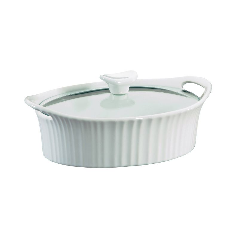 CorningWare French White 1.5qt Oval Ceramic Casserole with Glass Cover, 1 of 5
