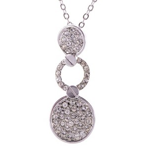Anna-Kaci Women's Circular Crystal Pendant Necklace, Modern and Chic Design with Adjustable Chain, Ideal for Formal Events - Bars - 1 of 4