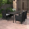 vidaXL Patio Dining Set Outdoor Table and Chair Set Poly Rattan and Glass - Black and White 55.1" Table Length 4 Items - 2 of 4