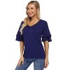 Coolmee Women's Blouses Ruffle Sleeve T Shirts V Neck Double Tiered Bell Sleeve Top - 3 of 4