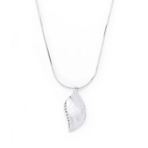 ShineHigh Rhodium Plated Crystal-Trimmed Leaf Pendant Necklace – Elegant Nature-Inspired Jewelry for Women - 1 of 1