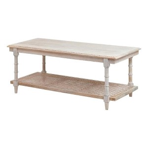 Carolina Living Chesterfield Wood & Cane Coffee Table - Whitewash - 1 of 4