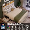 Queen Bed Frame with 50.8" Tall Headboard and 4 Storage Drawers, Platform Velvet Upholstered Bed Frame with Charging Station, Led Lights, Beige - 4 of 4