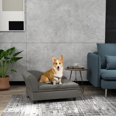 LAOTIES 30" Dog Sofa with Storage,Tufted Pet Couch Bed with Backrest for Small And Medium Dogs