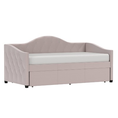 Twin Jamie Complete Upholstered Daybed with Trundle Blush - Hillsdale Furniture