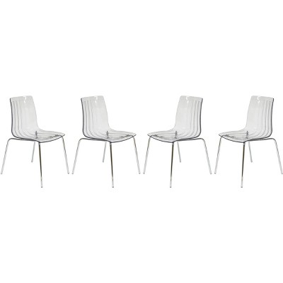 LeisureMod Ralph Modern Acrylic Dining Side Chair with Chrome Legs