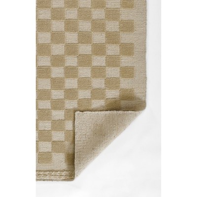 Beige Braided Stripe Handwoven Wool Rug, 6'3" x 9'