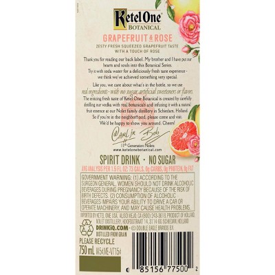 Ketel One Botanicals Grapefruit and Rose Vodka - 750ml Bottle