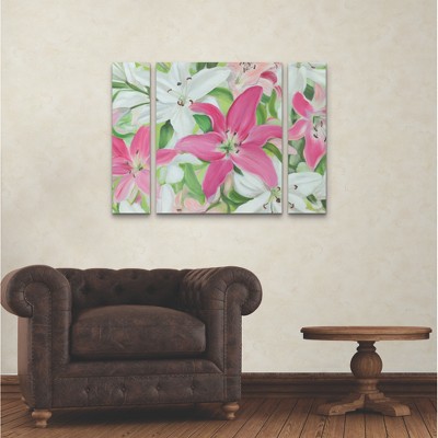 Sandra Lafrate Pink and White Lilies III 32" Contemporary Canvas Wall Art Set