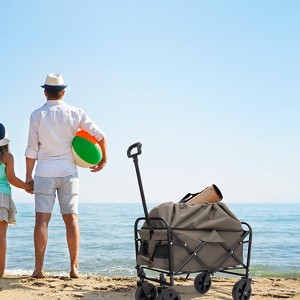 GDFStudio Louver Collapsible Folding Steel Wagon Cart with 360° Wheels and Dual-Layer Expandable Design - 1 of 4