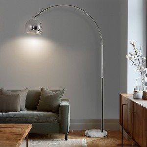 Brightech Olivia Modern (Includes LED Light Bulb) Marble Base Arc Floor Lamp Polished Chrome: Adjustable Arc Standing Lamp with Marble Base - 1 of 4