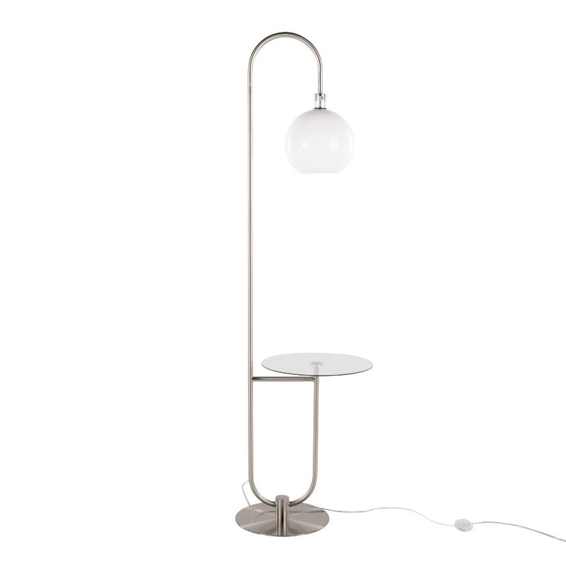LumiSource Trombone Contemporary/Glam Floor Lamp in Nickel Metal with Clear Glass Shelf, 3 of 12