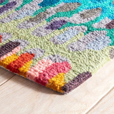 Indigo Sunrise Hand-Knotted Wool Abstract Rug 4' x 6'