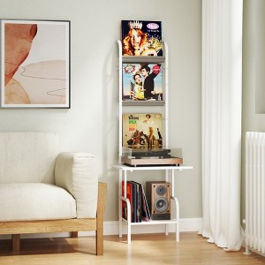 HDZNVF 5-Tier Record Player Stand with Vinyl Display Shelf and Record Holder White - 1 of 4