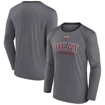 NBA Miami Heat Men's Long Sleeve Gray Pick and Roll Poly Performance T-Shirt