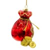 Kurt Adler Noble Gems Glass Ornament for Christmas Tree, Red Sack Of Money - 2 of 3