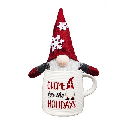 Evergreen 12 OZ Ceramic Cup with 5" Plush Holiday Gnome