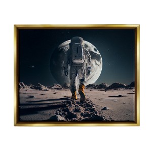 Stupell Industries Man On Moon Outer Space Astronaut Framed Canvas - 1 of 3