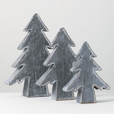 Sullivans Set of 3 Decorative Accent Tree 15.5"H, 12.75"H & 10.5"H Silver