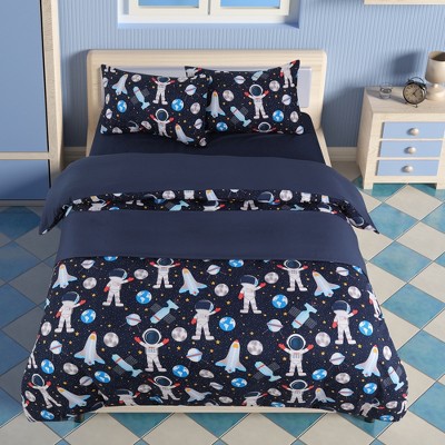 5 Pcs Polyester Space Astronaut Pattern Bedding Sets Twin Multicolor - PiccoCasa
