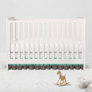 Bacati - 3 Layer Ruffled Crib/Toddler Bed Skirt - White/Mint/Gray - 1 of 4