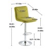 Modern Velvet Swivel Bar Stools With Backrest Footrest Set Of 2 Barstools Tall Chairs Counter Height Chairs green-silver legs - 4 of 4