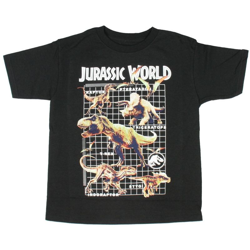 Jurassic World Boy's Multi-Dino Grid Kids T-Shirt, 1 of 3