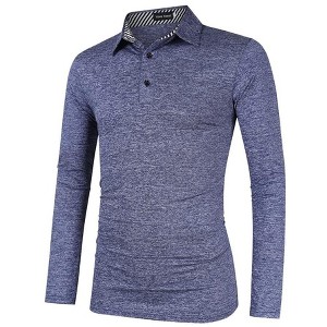 Golf Shirts for Men,Long Sleeve,Polo,Casual Collared T-Shirt,Stylish Quick Dry Polo Shirt - 1 of 4