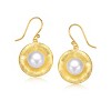 Guili Sterling Silver 14K Gold Plated hook earrings featuring genuine Freshwater round pearls, designed for a timeless and sleek style. - 2 of 3
