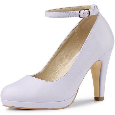 Allegra K Women's Back to College Round Toe Stiletto Heel Ankle Strap Pumps