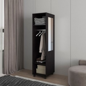 CAVINAS Tall Wardrobe Closet,Bedroom Storage Armoire with Mirror,2 Shelves,Dedicated Clothing Rod,Wardrobe Cabinet for Bedrooms,Dressing Room - 1 of 4