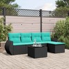 vidaXL 6 Piece Patio Sofa Set with Cushions Black Poly Rattan - 2 of 4