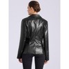 INSPIRE CHIC Women's Notched Lapel Faux Leather Double Breasted PU Work Formal Jackets - 4 of 4