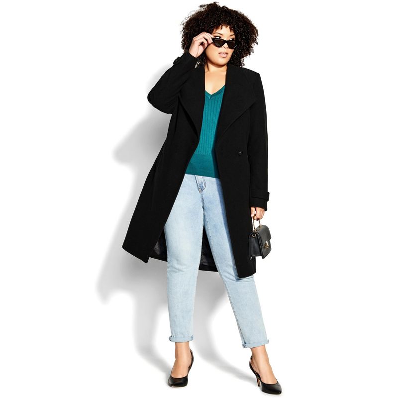 Women's Plus Size So Sleek Coat - black | CITY CHIC, 1 of 4