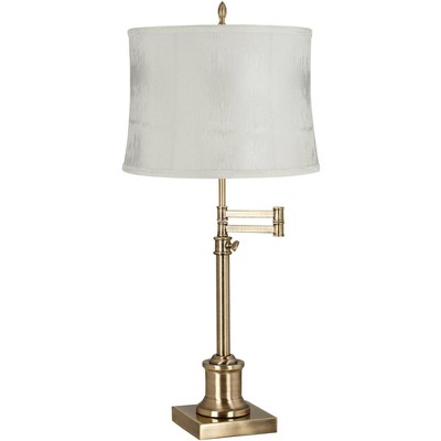 360 Lighting Westbury 36" Tall Skinny Large Traditional End Table Lamp Swing Arm Gold Antique Brass Finish Single Buchanan Off-White Shade Living Room