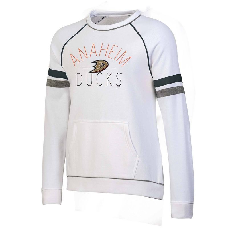NHL Anaheim Ducks Women&#39;s White Fleece Crew Sweatshirt, 1 of 4