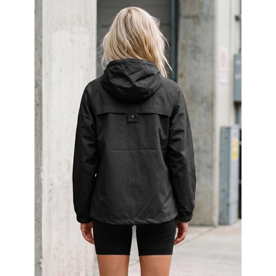 Женские куртки INSPIRE CHIC Women's Adjustable Hood Lightweight Windproof Outdoor Raincoat with Zipper Pockets Jackets L Black — фото 3
