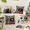 Merry Christmas Joy Xmas Trees Red Throw Pillow Covers, 18 x 18 Inch, Set of 4 - 3 of 4