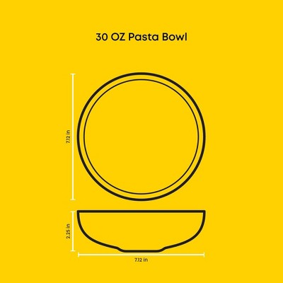 Beige 30oz Stoneware Pasta and Salad Bowls Set of 4