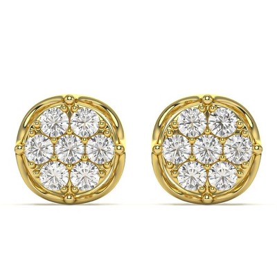 Pompeii3 1 - 2 3/4Ct Diamond 7-Stone Stud Earrings White, Yellow, or Rose Gold Lab Created