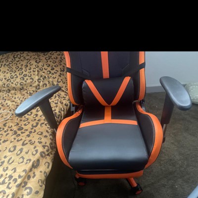 Blackarc Gaming Chair Outfitted With Footrest, Headrest, Lumbar Support  Massage Pillow, Reclining Seat/arms In Black & Orange : Target