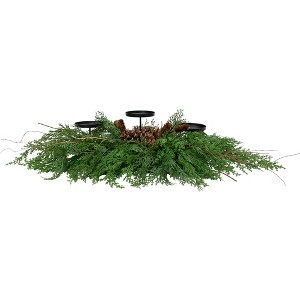 Northlight Pine Cone and Mixed Foliage Christmas Pillar Candle Holder - 30" - 1 of 4