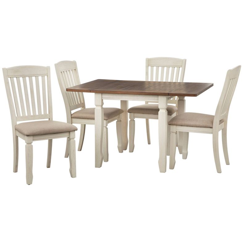 5pc Maryland Extendable Dining Table Set Walnut/White - Buylateral, 1 of 11