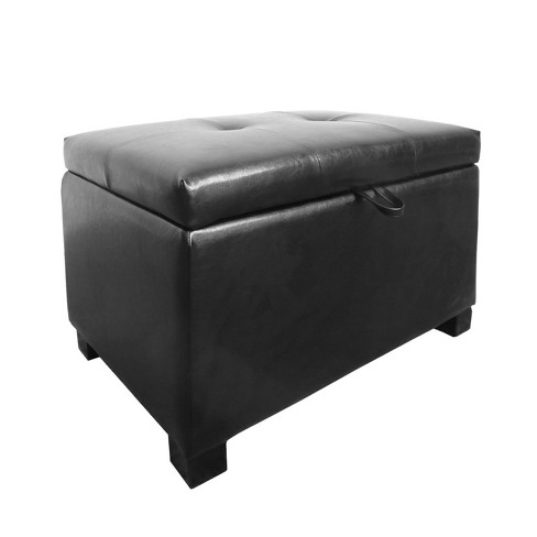 Black leather best sale ottoman target