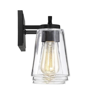 Calhoun Black 3-Light Vanity Fixture with Clear Glass Shades