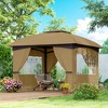 Outsunny 11' x 11' Outdoor Patio Gazebo with Curtains, Church Windows, Galvanized Steel Frame for Lawn, Backyard and Deck - 3 of 4