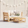 vidaXL Patio Sofa with Cushions 2-Seater Outdoor Loveseat Solid Acacia Wood - Cream White Cushions, Modular Design, Durable Garden/Patio Furniture - 3 of 4