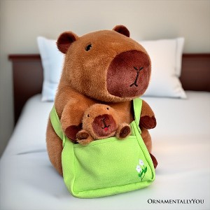 Coco the Capybara and Her Baby Plushie Set, Adorable 12" Stuffed Animal Toy Gift for Children| OrnamentallyYou - 1 of 4