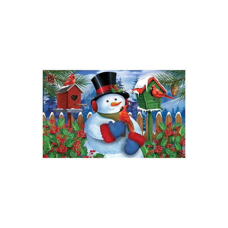 Snowman and Cardinals Winter Doormat 30" x 18" Indoor Outdoor Briarwood Lane, 3 of 6