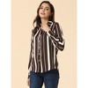 INSPIRE CHIC Women's Striped Button Down Roll-up Long Sleeves Point Collar Shirt - 3 of 4
